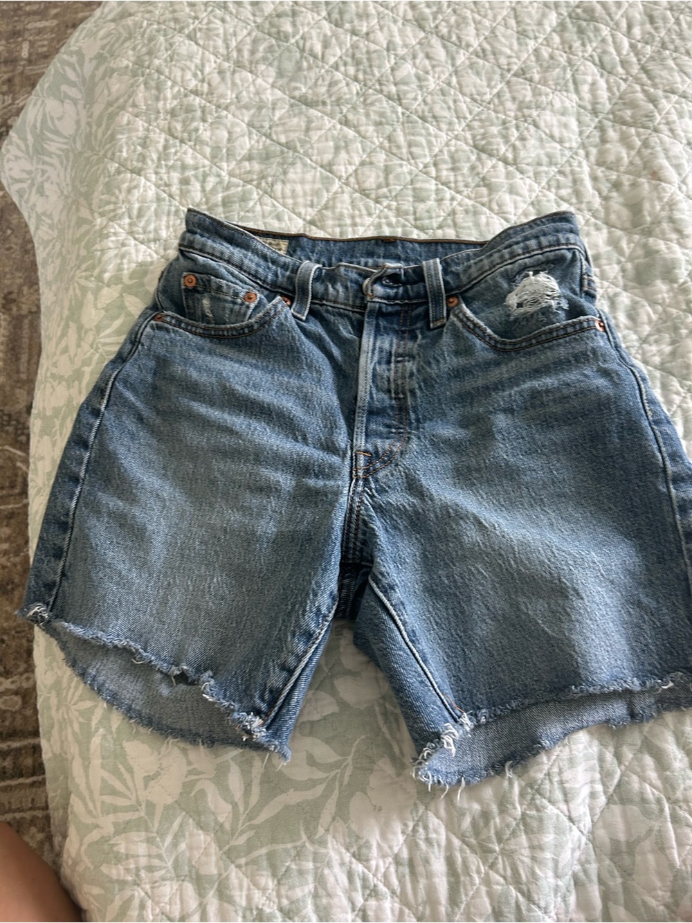 Levi's Light Blue High-Waist Cutoff Denim Shorts